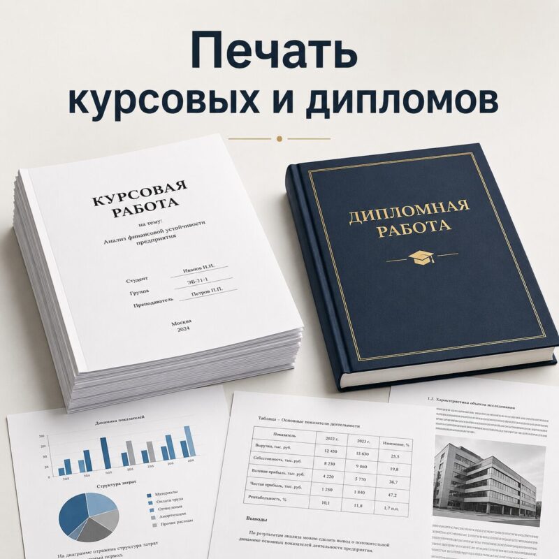 Печать курсовых, отчётов, дипломных работ и ВКР в Томске