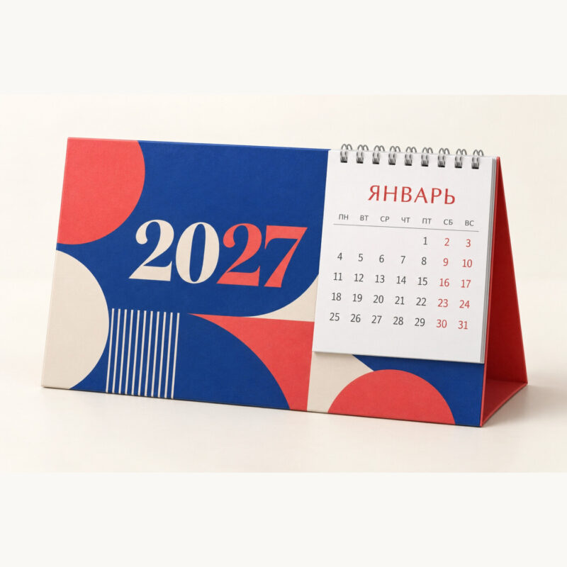 Настольный календарь на 2027 год с фирменным оформлением